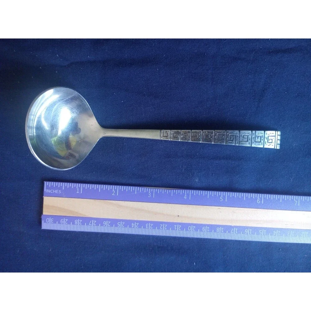 Stylecraft Japan Stainless Greek Key Pattern Handle Gravy Ladle & Meat Fork Set